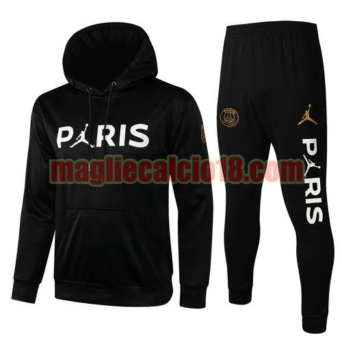 tuta sportiva con cappuccio paris saint germain 2021-2022 nero(giordania bianca)
