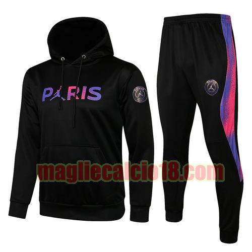 tuta sportiva con cappuccio paris saint germain 2021-2022 nero (colore jordan)