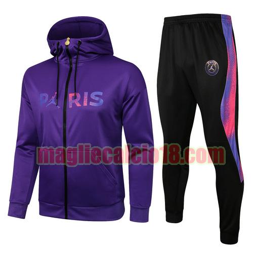 tuta sportiva con cappuccio paris saint germain 2021-2022 viola cerniera lunga