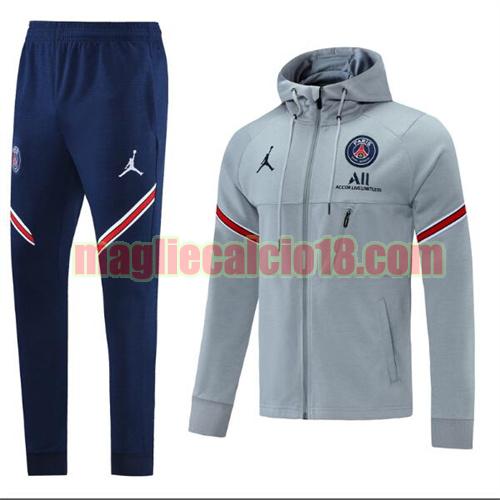 tuta sportiva con cappuccio paris saint germain 2021-22 grigio