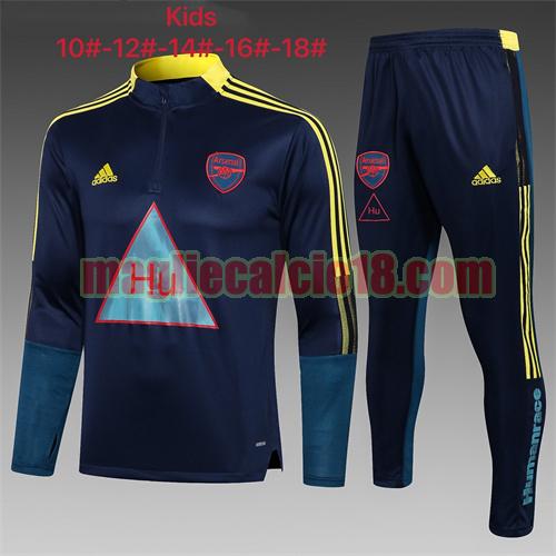 tuta sportiva con mezza cerniera a poco prezzo arsenal 2021-2022 bambino blu(raglan giallo)