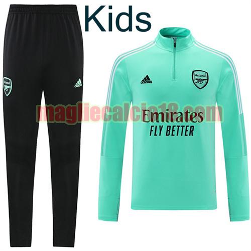 tuta sportiva con mezza cerniera a poco prezzo arsenal 2021-2022 bambino verde primavera