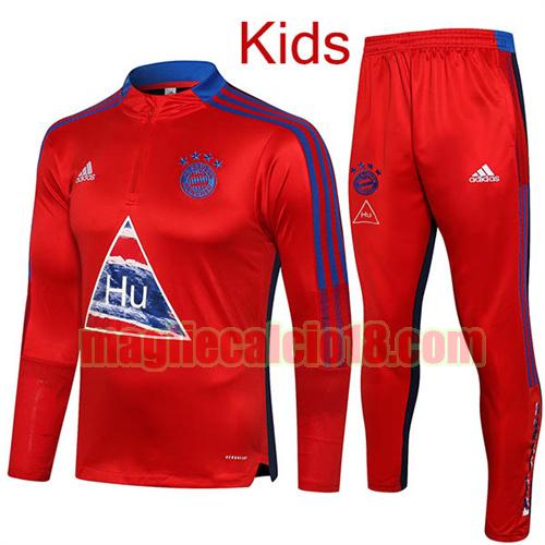 tuta sportiva con mezza cerniera a poco prezzo bayern munich 2021-2022 bambino rosso(timbro a caldo: hu)