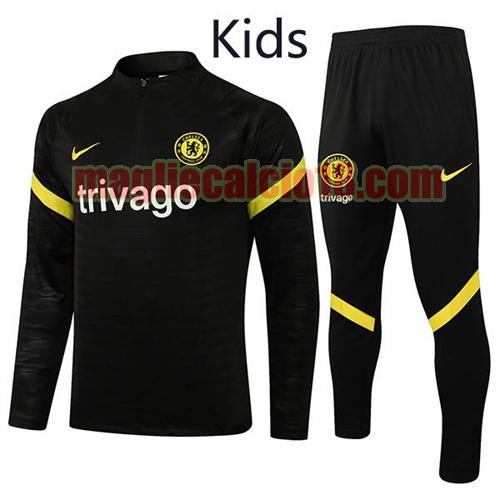 tuta sportiva con mezza cerniera a poco prezzo chelsea 2021-2022 bambino nero(timbro a caldo: trivago)