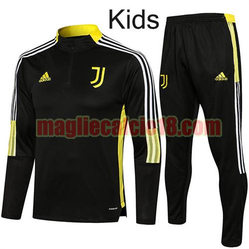 tuta sportiva con mezza cerniera a poco prezzo juventus 2021-2022 bambino nero giallo