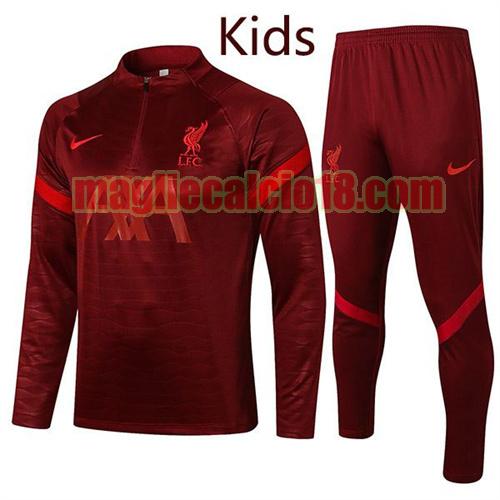 tuta sportiva con mezza cerniera a poco prezzo liverpool 2021-2022 bambino rosso