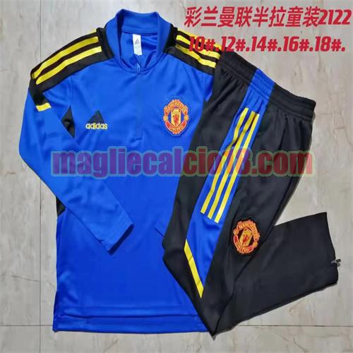 tuta sportiva con mezza cerniera a poco prezzo manchester united 2021-2022 bambino colore blu