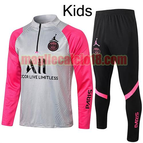 tuta sportiva con mezza cerniera a poco prezzo paris saint germain 2021-2022 bambino grigio rosa