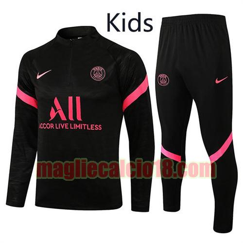 tuta sportiva con mezza cerniera a poco prezzo paris saint germain 2021-2022 bambino nero rosa