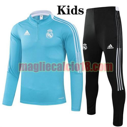 tuta sportiva con mezza cerniera a poco prezzo real madrid 2021-2022 bambino blu