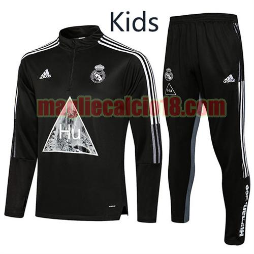 tuta sportiva con mezza cerniera a poco prezzo real madrid 2021-2022 bambino nero (timbro a caldo: hu)