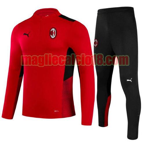 tuta sportiva con mezza cerniera ac milan 2021-2022 rosso a poco prezzo