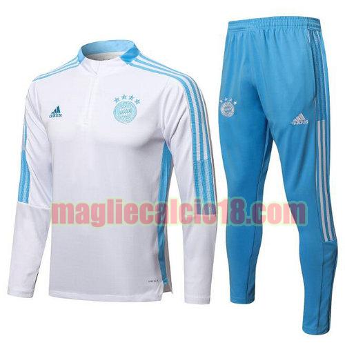 tuta sportiva con mezza cerniera bayern munich 2021-2022 bianco blu) a poco prezzo