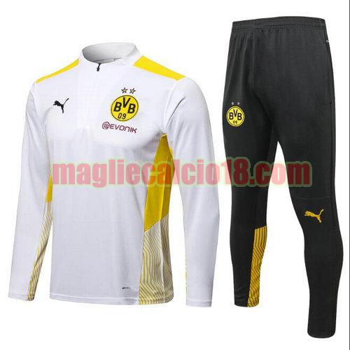 tuta sportiva con mezza cerniera borussia dortmund 2021-2022 bianco rosa a poco prezzo