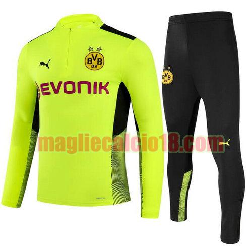 tuta sportiva con mezza cerniera borussia dortmund 2021-2022 verde fluorescente a poco prezzo