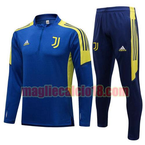 tuta sportiva con mezza cerniera juventus 2021-2022 blu colorato (giallo) a poco prezzo