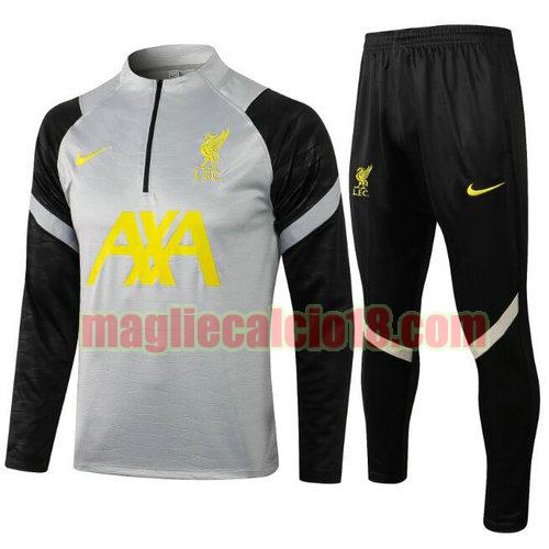 tuta sportiva con mezza cerniera liverpool 2021-2022 grigio a poco prezzo