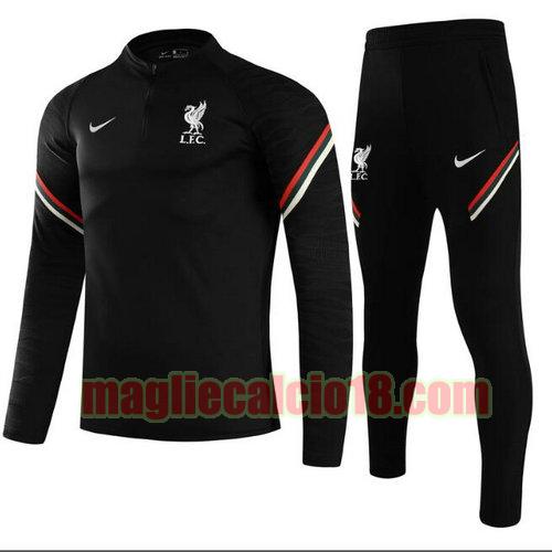 tuta sportiva con mezza cerniera liverpool 2021-2022 nero a poco prezzo