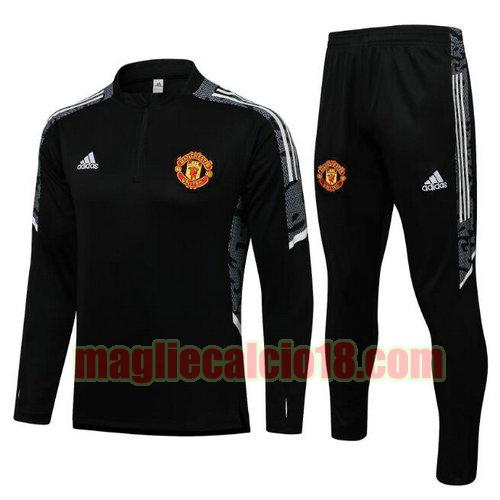 tuta sportiva con mezza cerniera manchester united 2021-2022 nero bianco) a poco prezzo