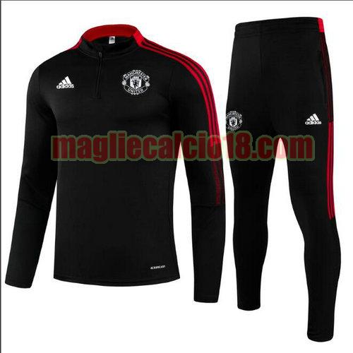 tuta sportiva con mezza cerniera manchester united 2021-2022 nero rosso) a poco prezzo