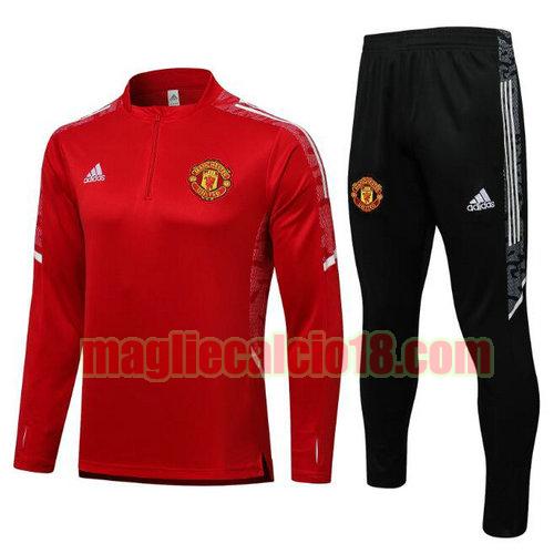 tuta sportiva con mezza cerniera manchester united 2021-2022 rosso bianco) a poco prezzo