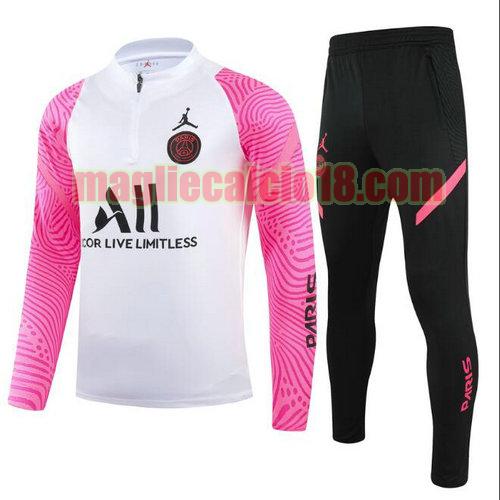 tuta sportiva con mezza cerniera paris saint germain 2021-2022 bianco rosa a poco prezzo