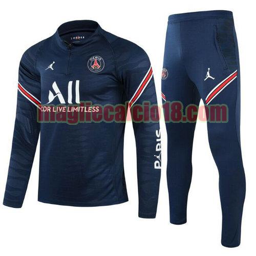 tuta sportiva con mezza cerniera paris saint germain 2021-2022 blu a poco prezzo
