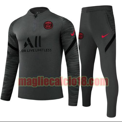 tuta sportiva con mezza cerniera paris saint germain 2021-2022 grigio a poco prezzo