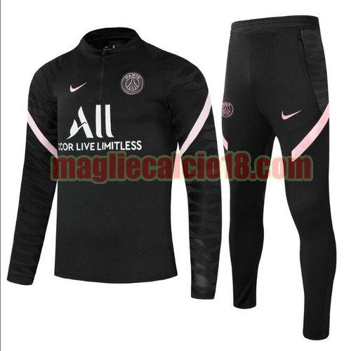 tuta sportiva con mezza cerniera paris saint germain 2021-2022 nero a poco prezzo
