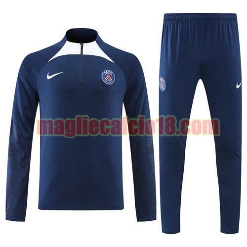 tuta sportiva con mezza cerniera paris saint germain 2022-2023 blu reale