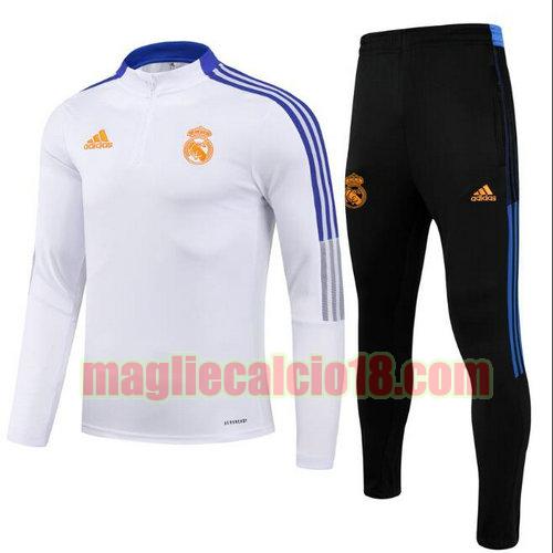 tuta sportiva con mezza cerniera real madrid 2021-2022 bianco a poco prezzo