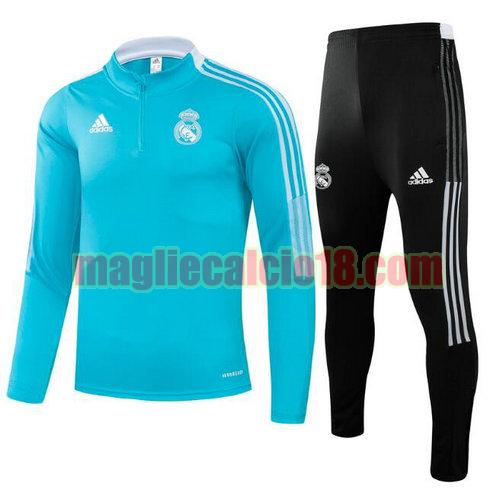 tuta sportiva con mezza cerniera real madrid 2021-2022 blu a poco prezzo