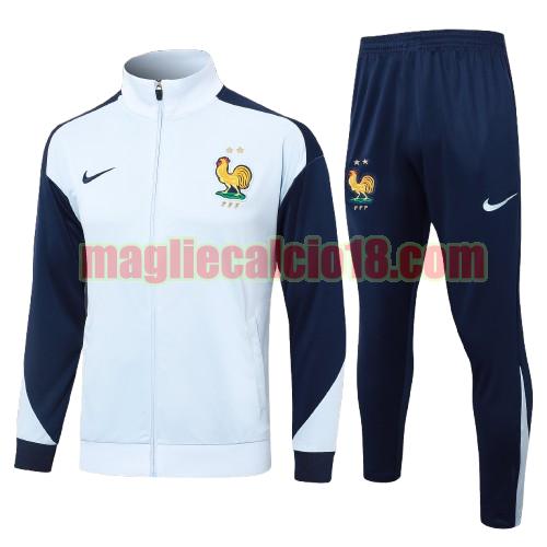 tuta sportiva francia 2024 2025 long zipper bambino bianco completo