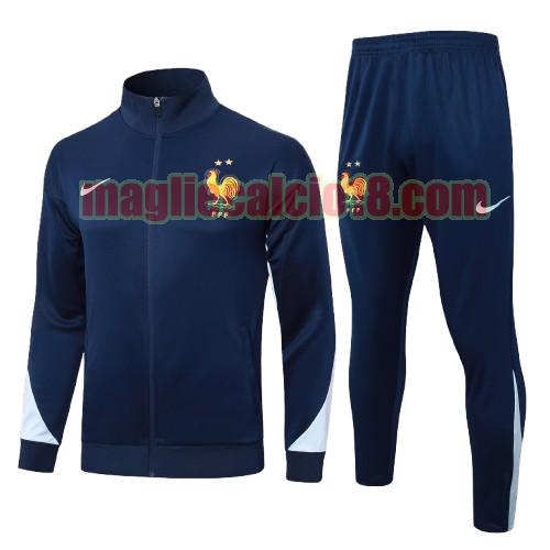tuta sportiva francia 2024 2025 long zipper bambino blu completo
