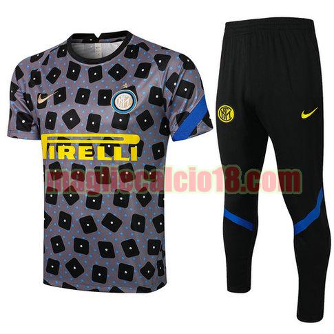 tuta sportiva inter milan 2021-2022 grigio chiaro nero manica cort