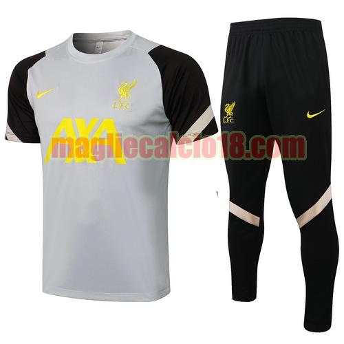tuta sportiva liverpool 2021-2022 grigio chiaro nero manica cort