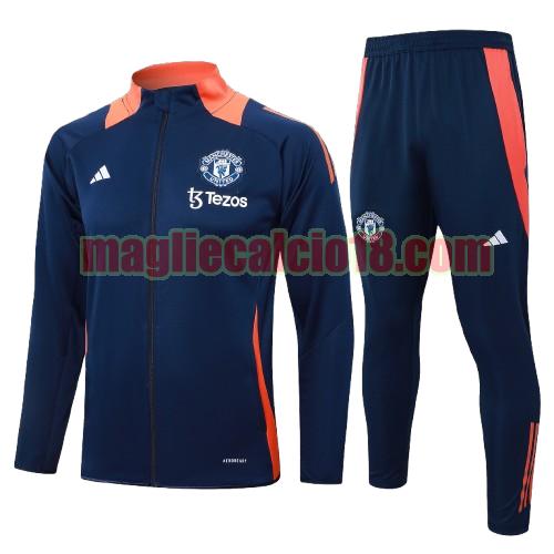 tuta sportiva manchester united 2024 2025 long zipper bambino blu completo