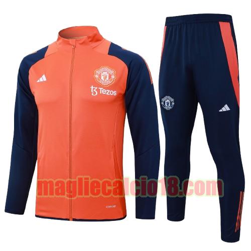 tuta sportiva manchester united 2024 2025 long zipper bambino rosso completo