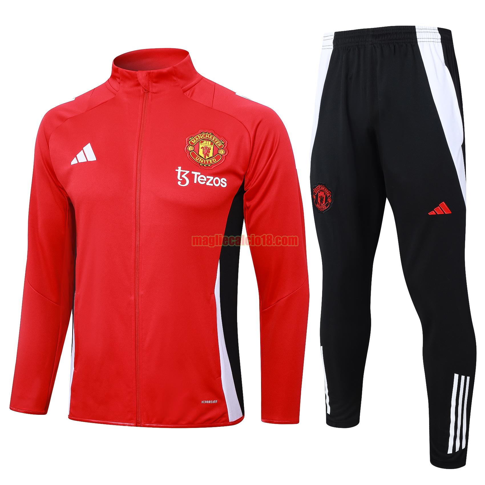 tuta sportiva manchester united 24 25 long zipper bambino rosso completo