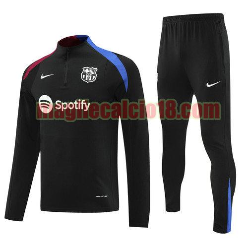 tuta sportiva mezza cerniera barcellona 2024-2025 nero completo