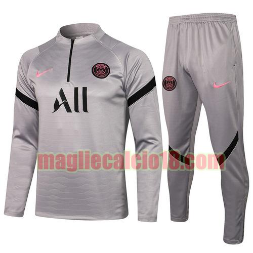 tuta sportiva paris saint germain 2021-2022 grigio chiaro mezza cerniera