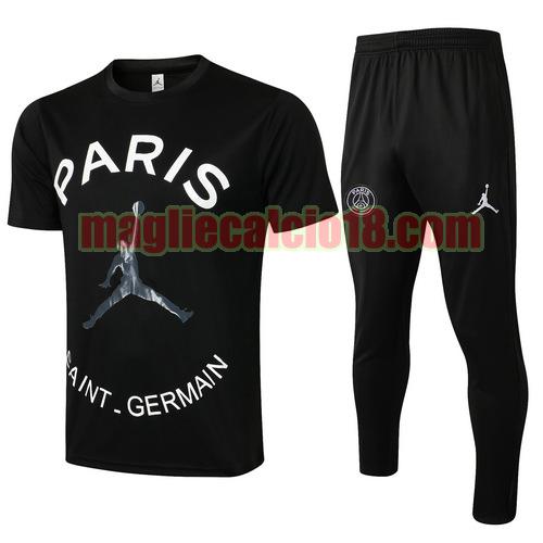 tuta sportiva paris saint germain 2021-2022 nero (giordania bianca) manica cort