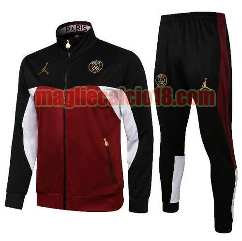 tuta sportiva paris saint germain 2021-2022 nero rosso cerniera lunga