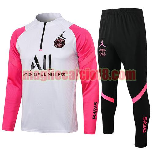 tuta sportiva paris saint germain 2021-2022 rosa bianco mezza cerniera