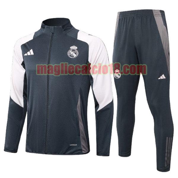 tuta sportiva real madrid 2024 2025 long zipper bambino nero completo