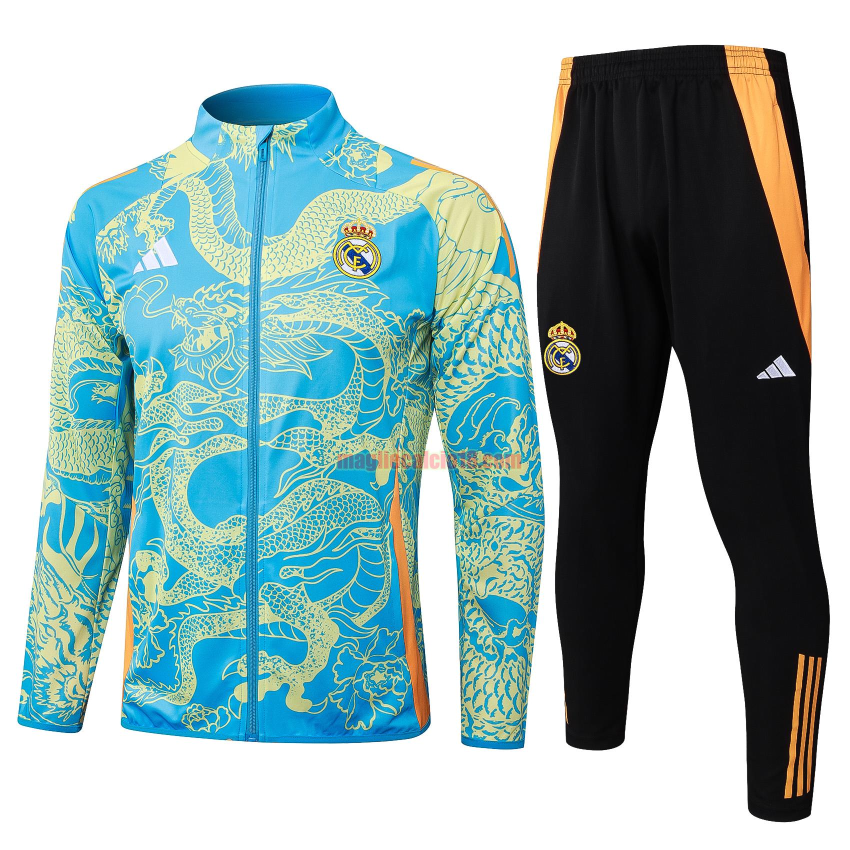 tuta sportiva real madrid 2024 2025 long zipper blu completo