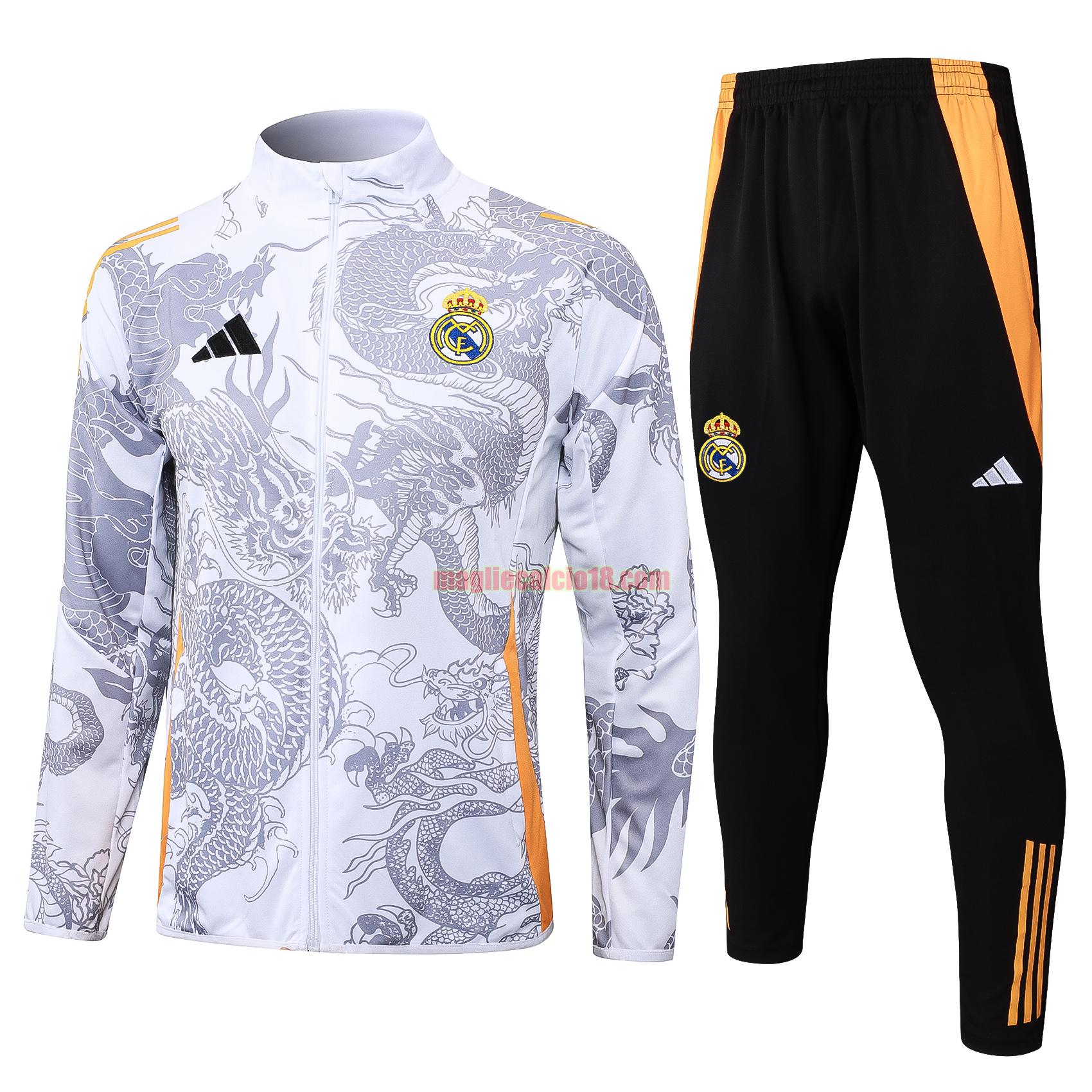 tuta sportiva real madrid 2024 2025 long zipper grigio completo