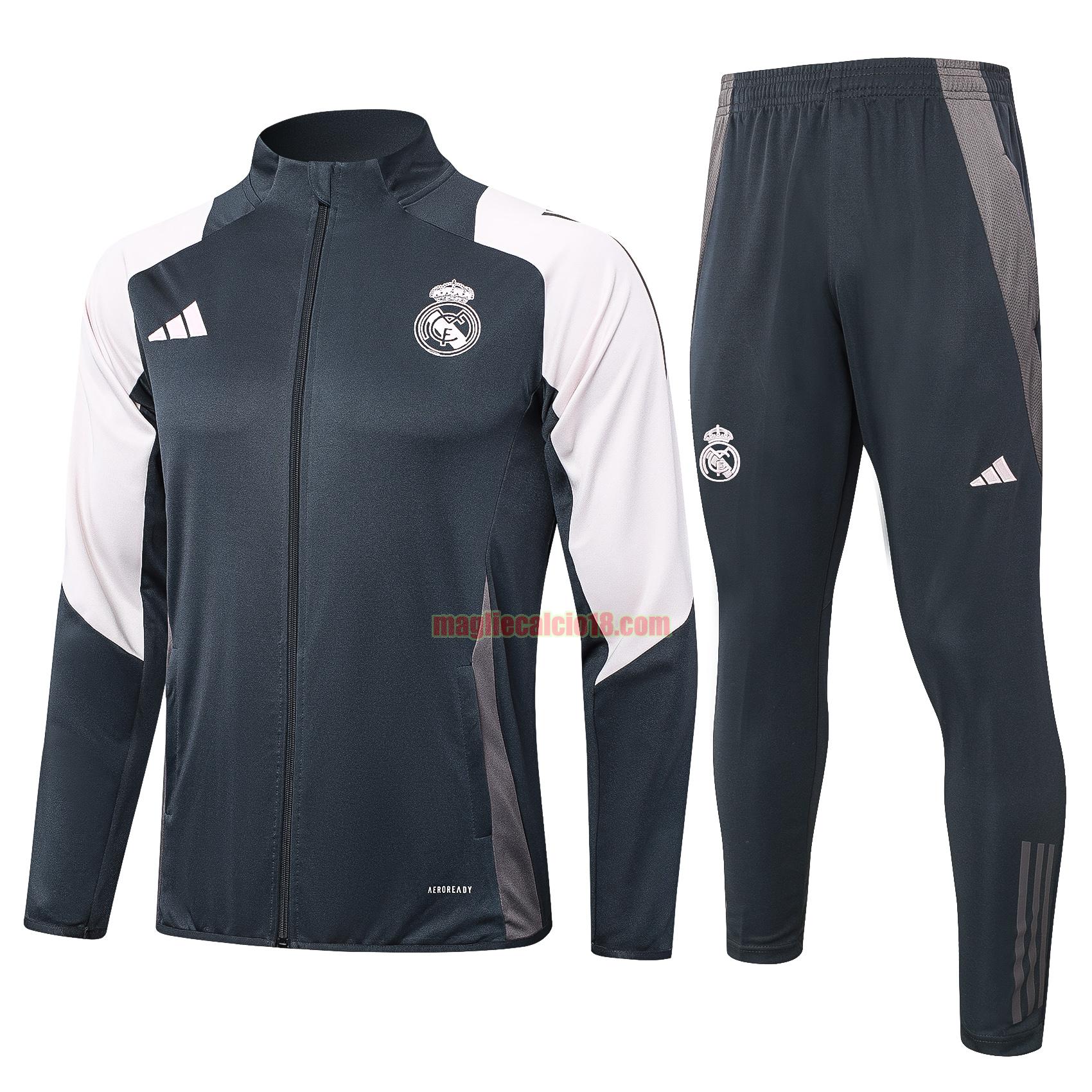 tuta sportiva real madrid 2024 2025 long zipper nero completo
