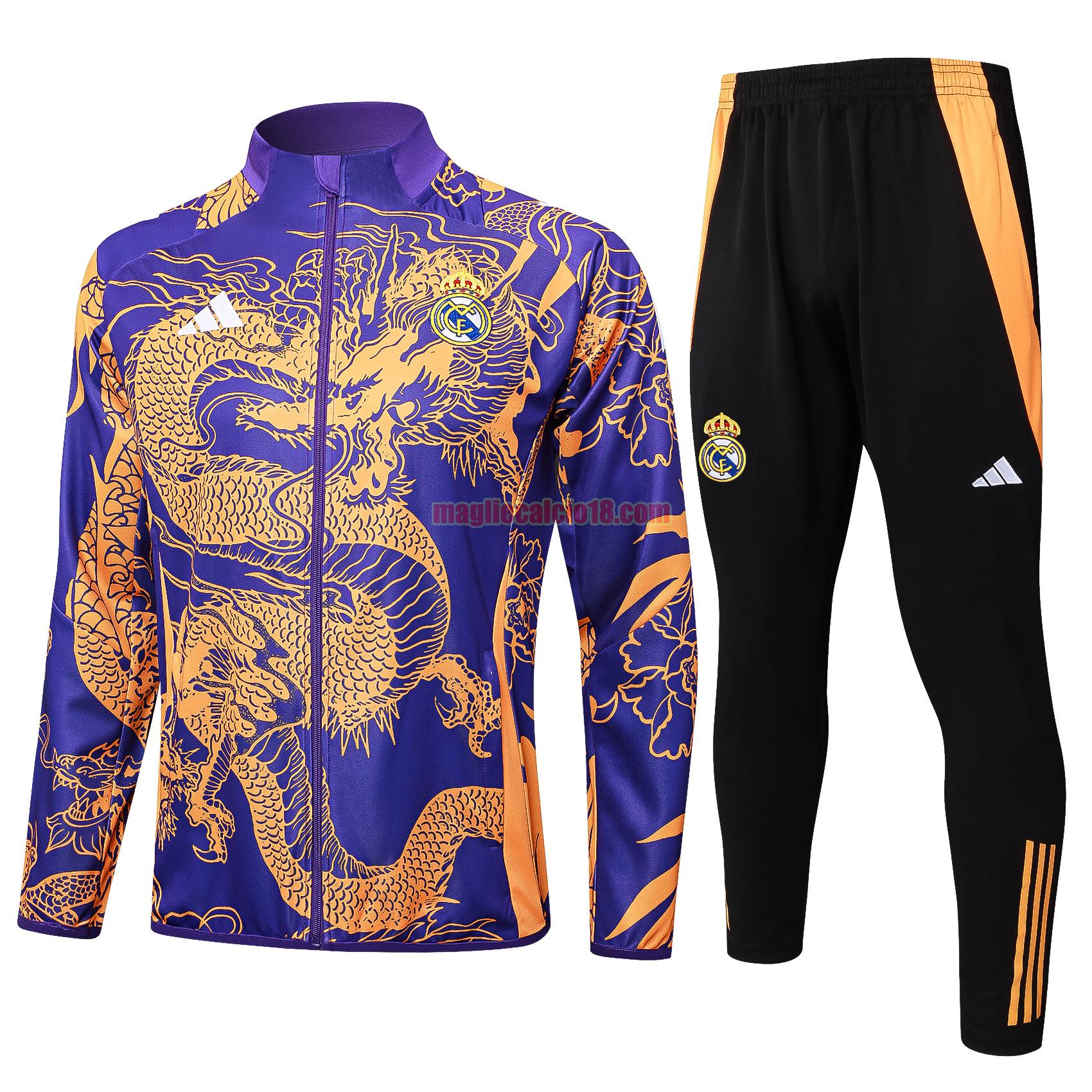 tuta sportiva real madrid 2024 2025 long zipper purple completo