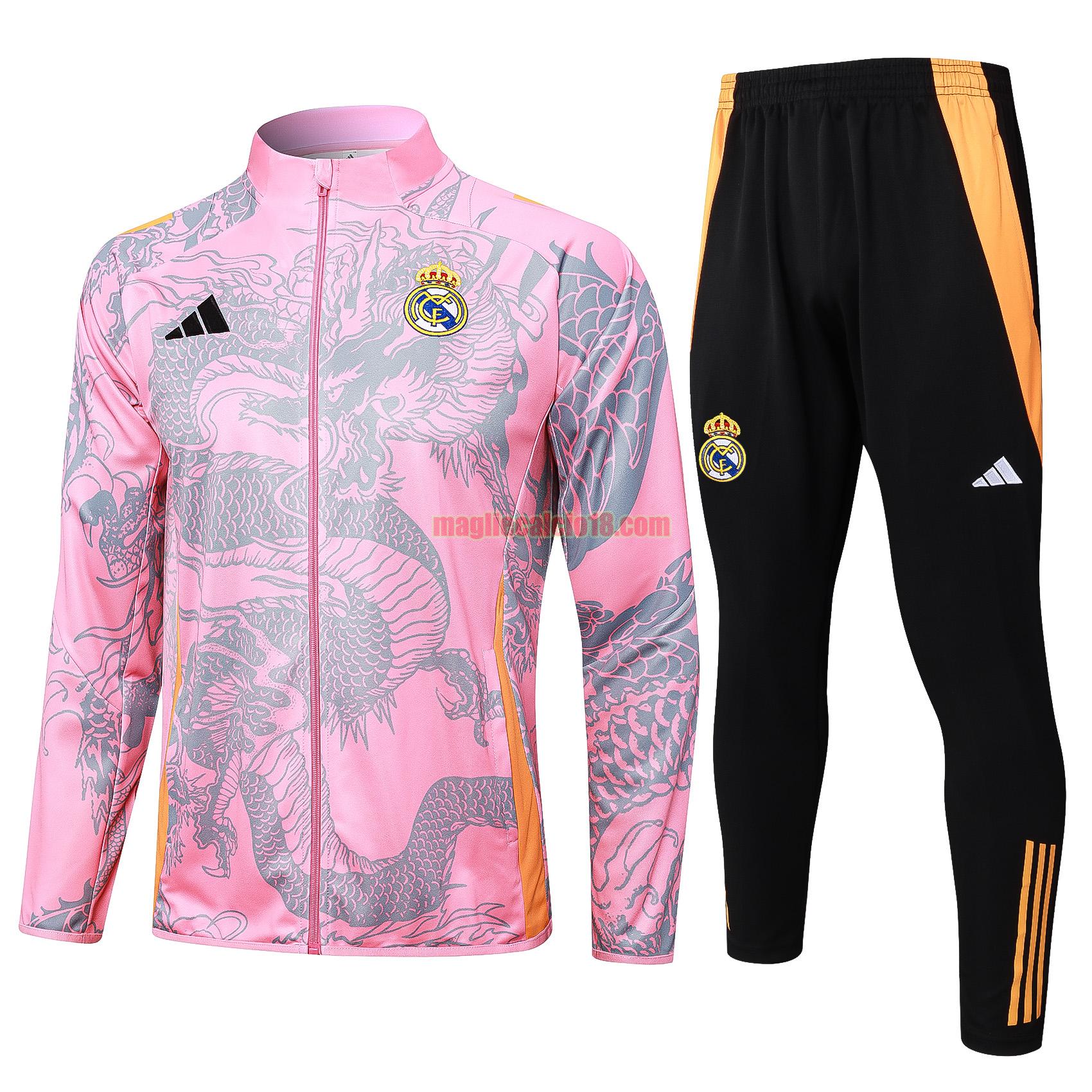 tuta sportiva real madrid 2024 2025 long zipper rosa completo
